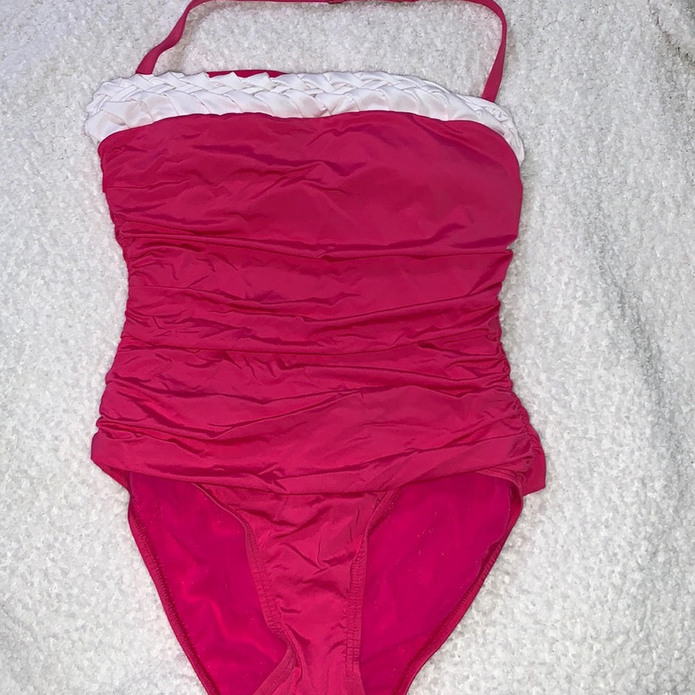 Hot pink bandeau one piece
